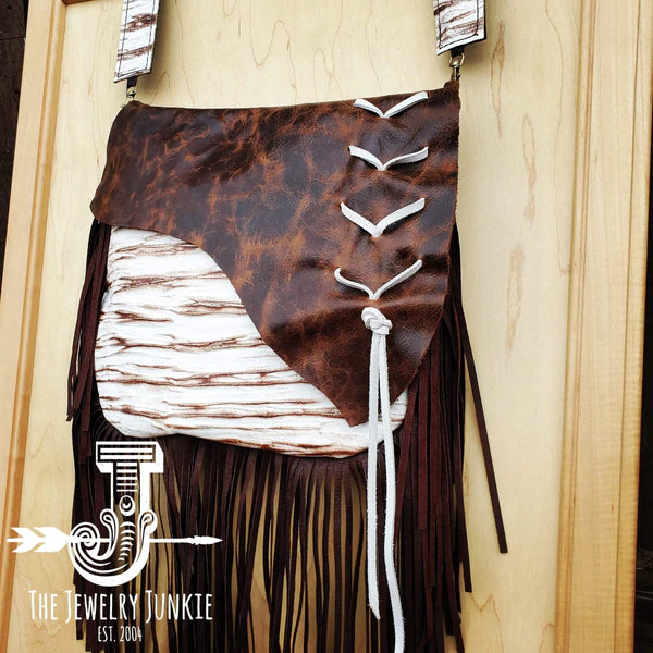 The Jewelry Junkie  Leather White Chateau Handbag w/ Flap and Braid Accent 505x