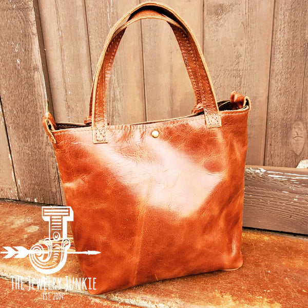 The Jewelry Junkie  Genuine Leather Bucket Handbag w/ Braided Tassel Fringe 505v