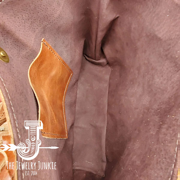 The Jewelry Junkie  Genuine Leather Bucket Handbag w/ Braided Tassel Fringe 505v