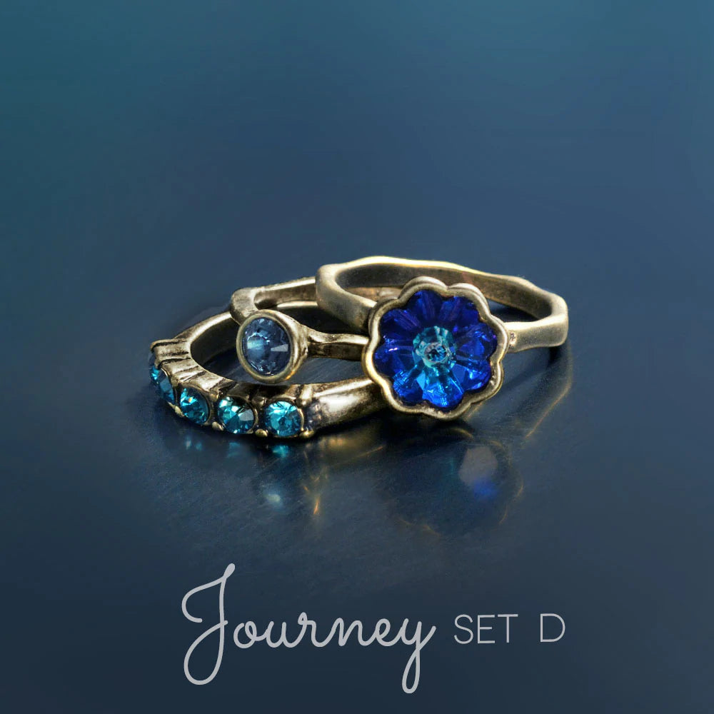 Sweet Romance Vintage Flower Crystal Stack Ring Set R565