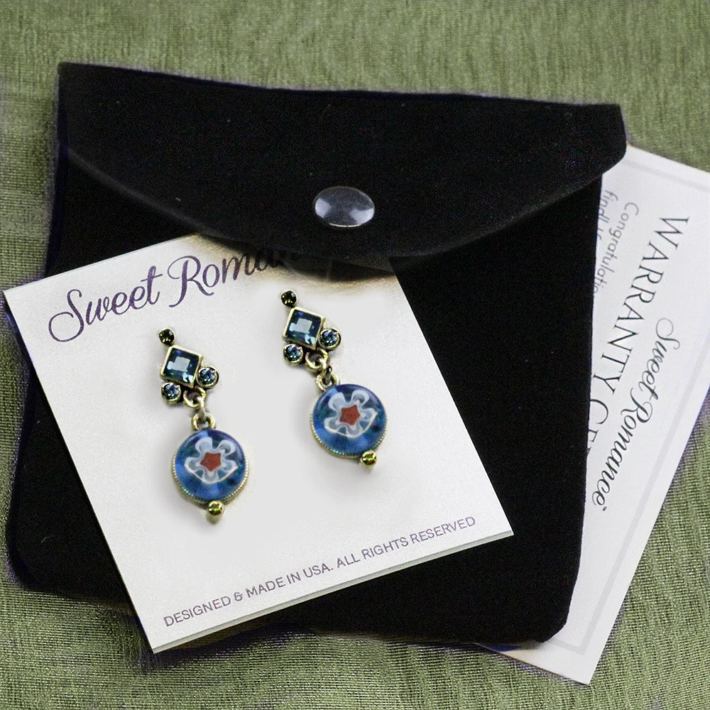Sweet Romance Millefiori Glass Round Candy Earrings E1386