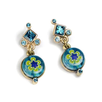Sweet Romance Millefiori Glass Round Candy Earrings E1386
