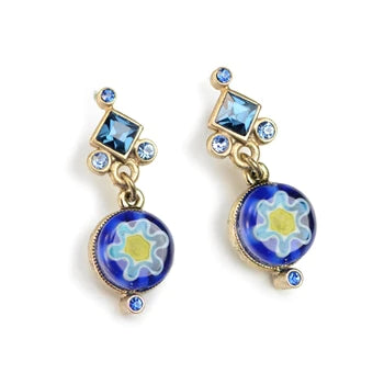 Sweet Romance Millefiori Glass Round Candy Earrings E1386