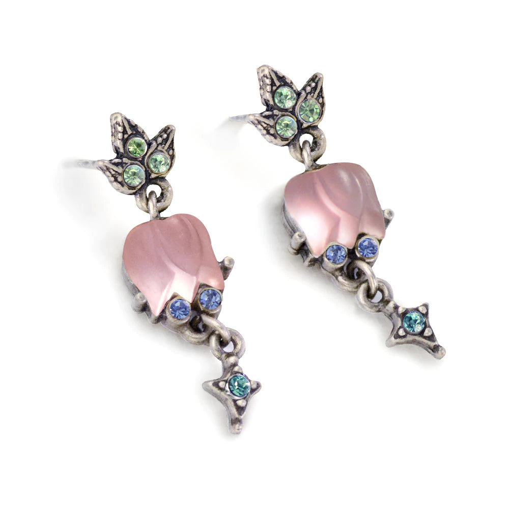 Sweet Romance Pastel Satin Tulips Necklace and Earring Set