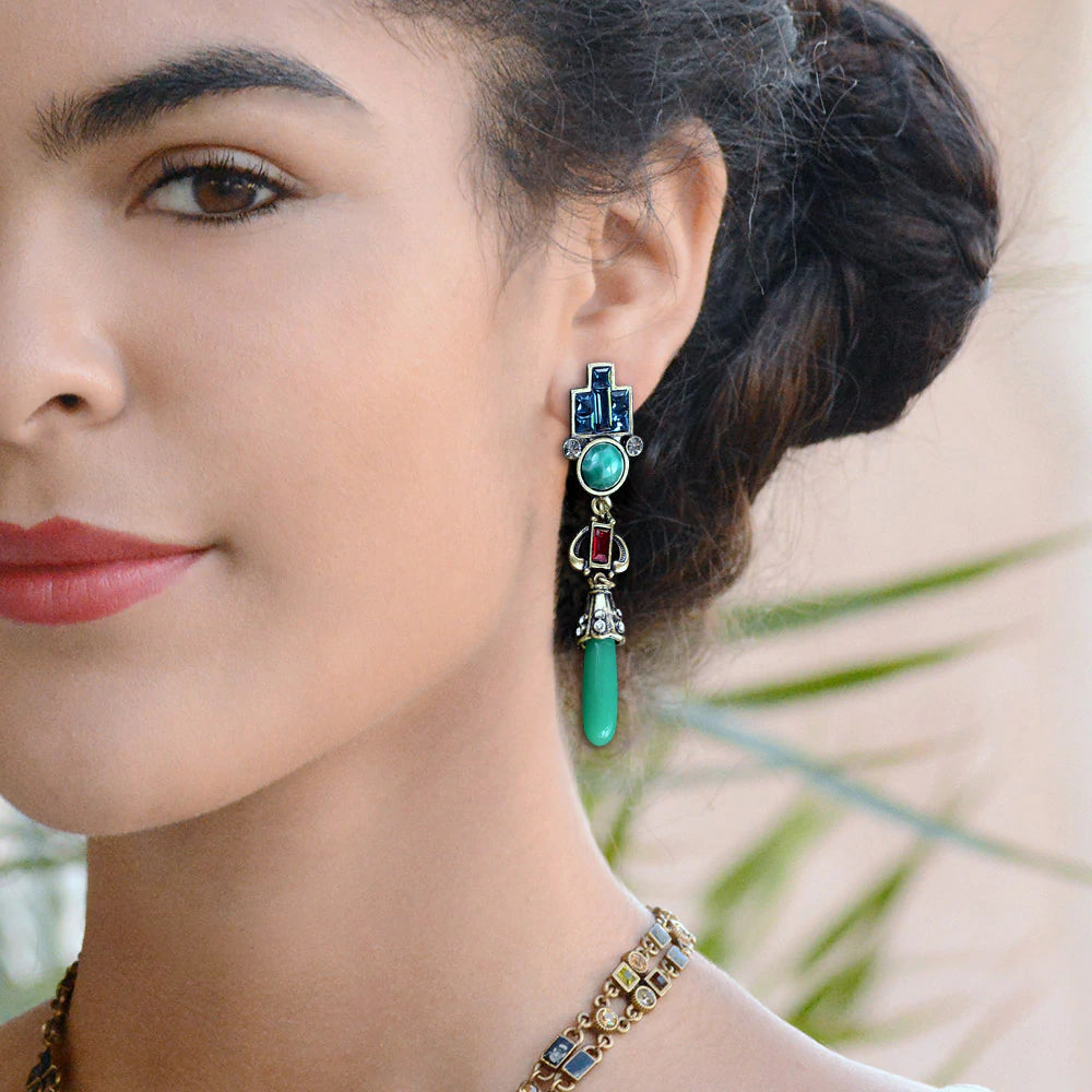 Sweet Romance Art Deco Vintage Jade Glass Earrings E9522 (Buy 2 Get 1 Free Mix & Match)