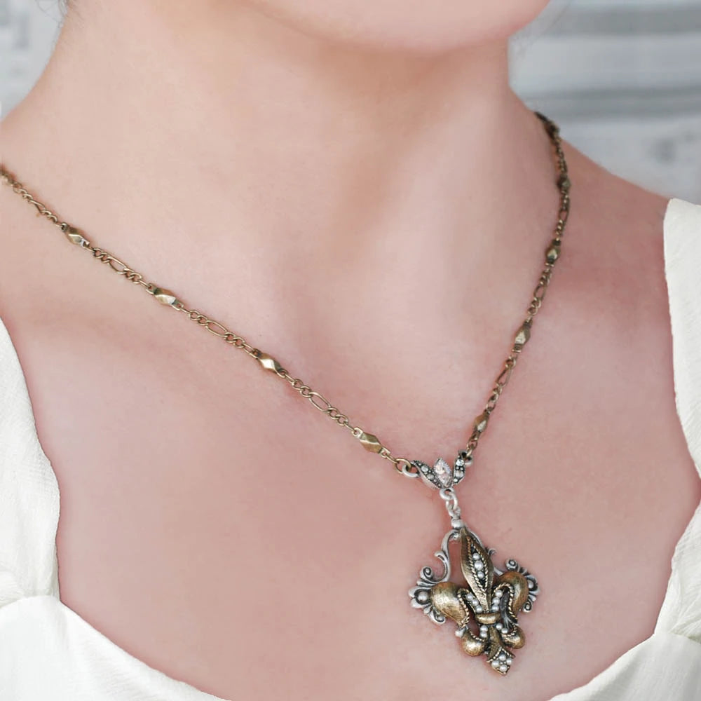 Sweet Romance French Ritz Fleur De Lis Necklace N1068 (Buy 2 Get 1 Free Mix & Match)