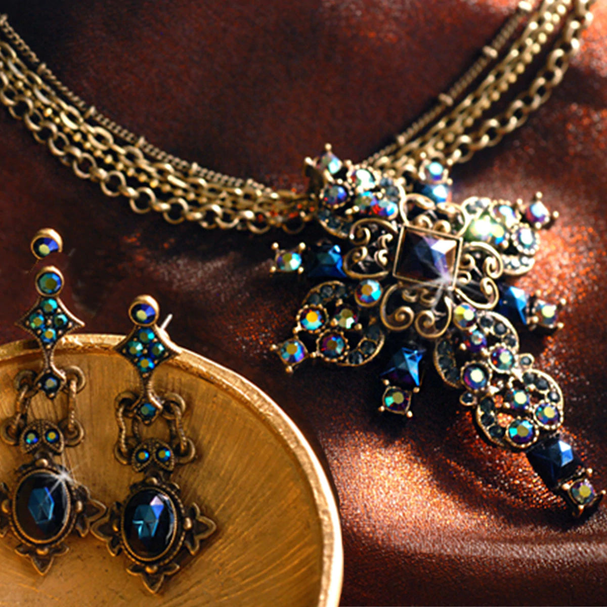 Sweet Romance Peacock Midnight Cross Necklace N1284