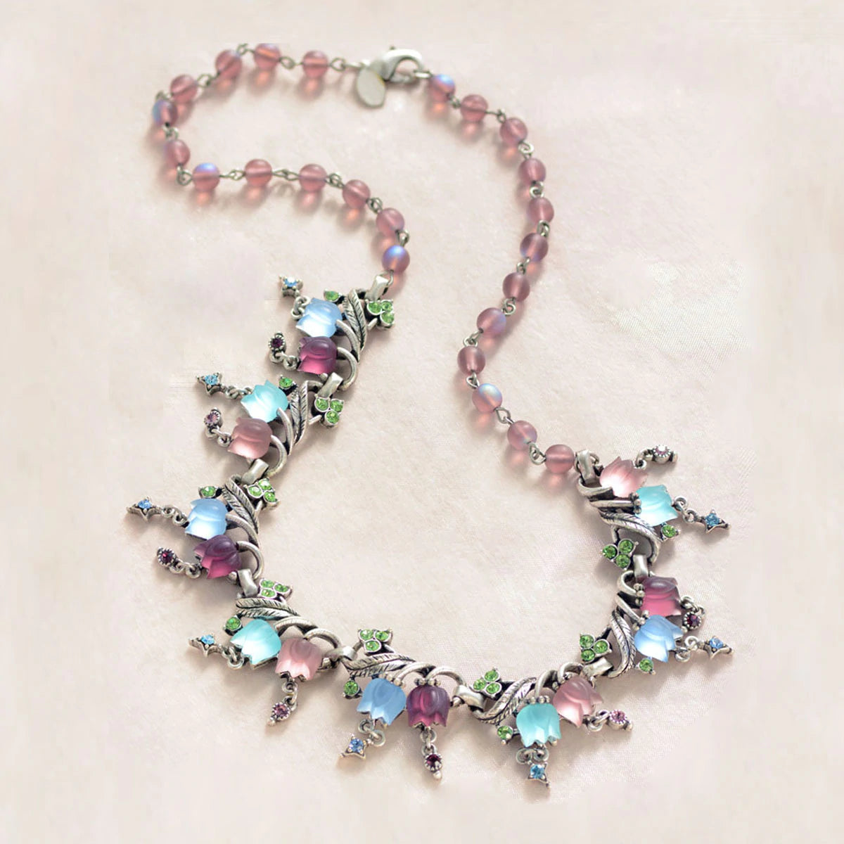 Sweet Romance Vintage Satin Glass Tulips Necklace (Buy 2 Get 1 Free Mix & Match)