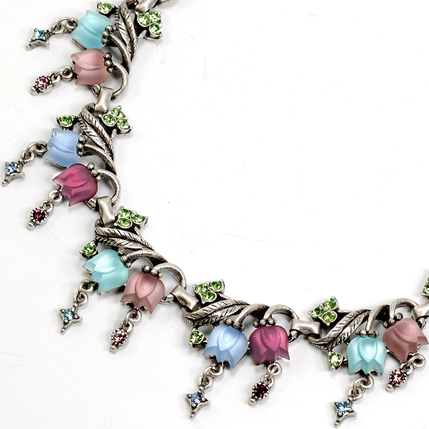 Sweet Romance Pastel Satin Tulips Necklace and Earring Set