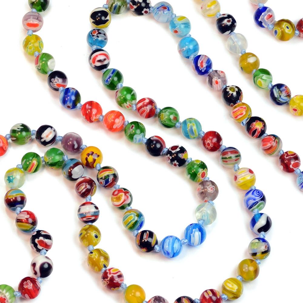 Sweet Romance Millefiori Glass Round Knotted Beads Necklace (Buy 2 Get 1 Free Mix & Match)