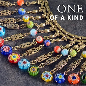 Sweet Romance Millefiori Glass Bead Boho Fringe Choker Collar Necklace N1484 (Buy 2 Get 1 Free Mix & Match)