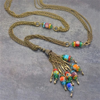 Sweet Romance Millefiori Glass Candy Chain Tassel Necklace (Buy 2 Get 1 Free Mix & Match)