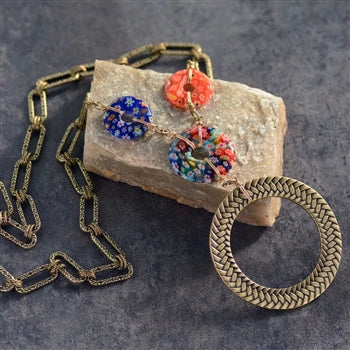 Sweet Romance Millefiori Glass Modern Circle Necklace (Buy 2 Get 1 Free Mix & Match)