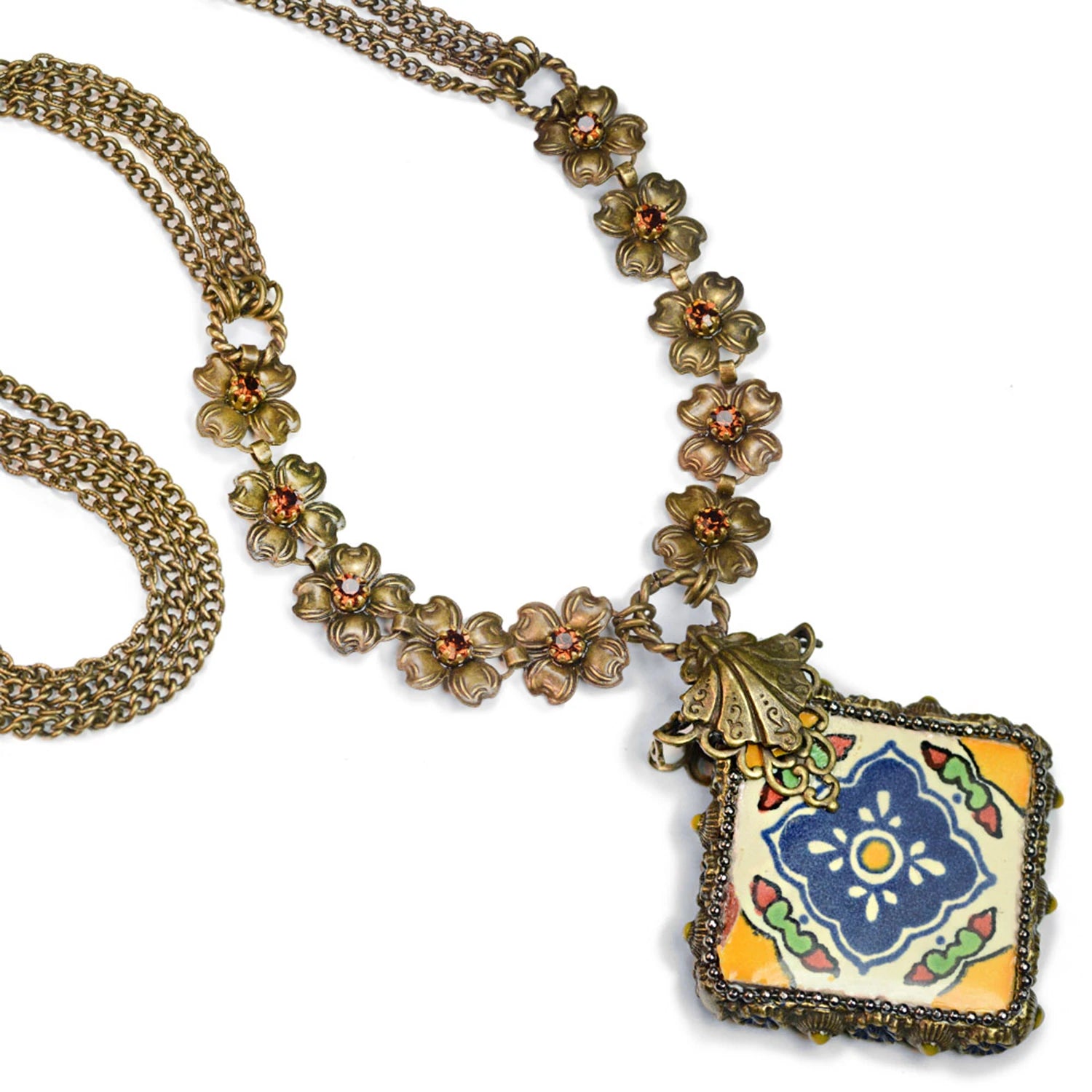 Sweet Romance Talavera Tile Flower Boho Necklace (Buy 2 Get 1 Free Mix & Match)