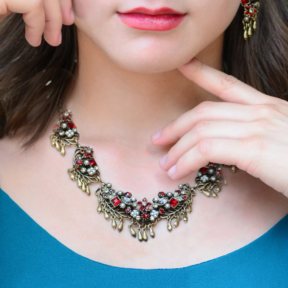 Somerset Garnet Crystal Statement Necklace (Buy 2 Get 1 Free Mix & Match)