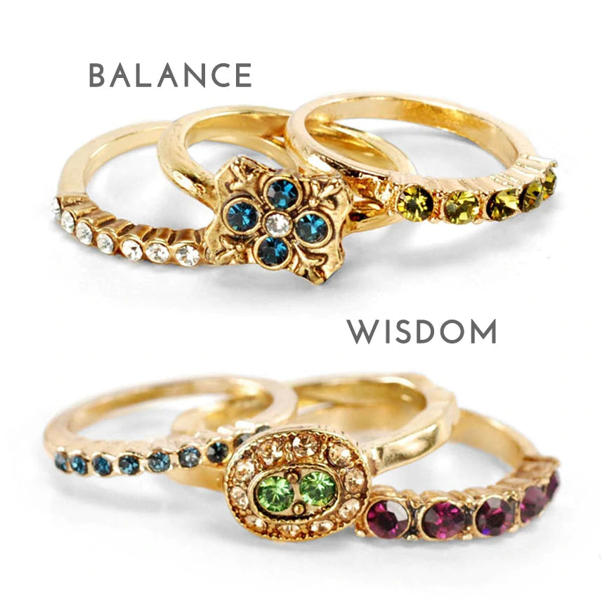 Sweet Romance Set of 3 Inspirational Stacking Rings