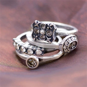 Sweet Romance Florence Crystal Stack Rings Set R1121 (Buy 2 Get 1 Free Mix & Match)