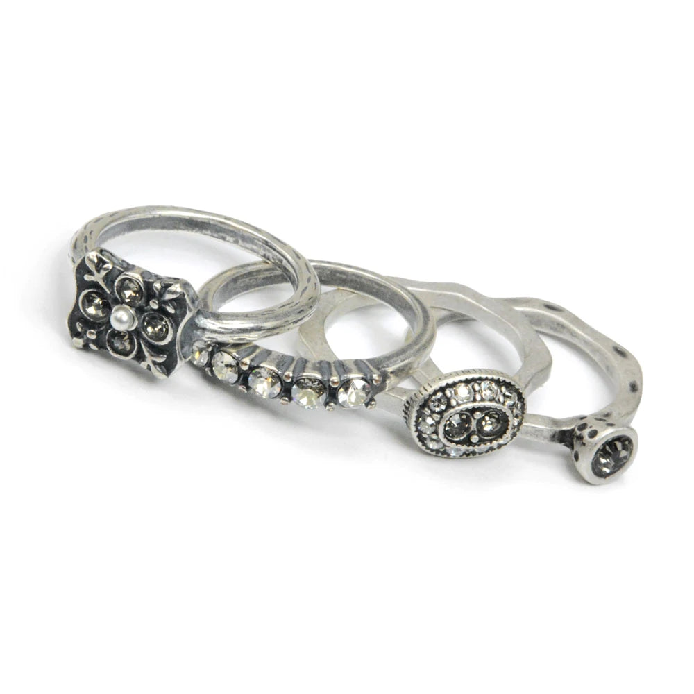 Sweet Romance Florence Crystal Stack Rings Set R1121 (Buy 2 Get 1 Free Mix & Match)