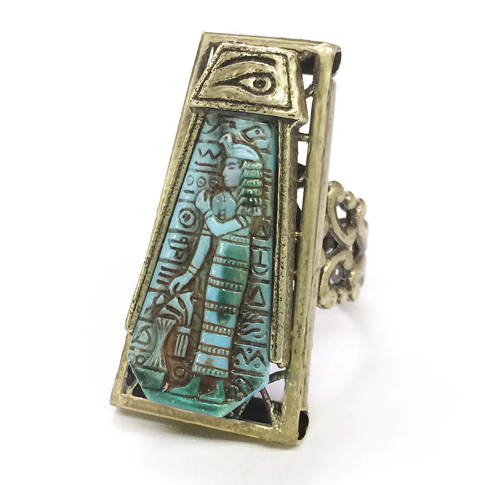Sweet Romance Blue Goddess Vintage Egyptian Ring R568 (Buy 2 Get 1 Free Mix & Match)