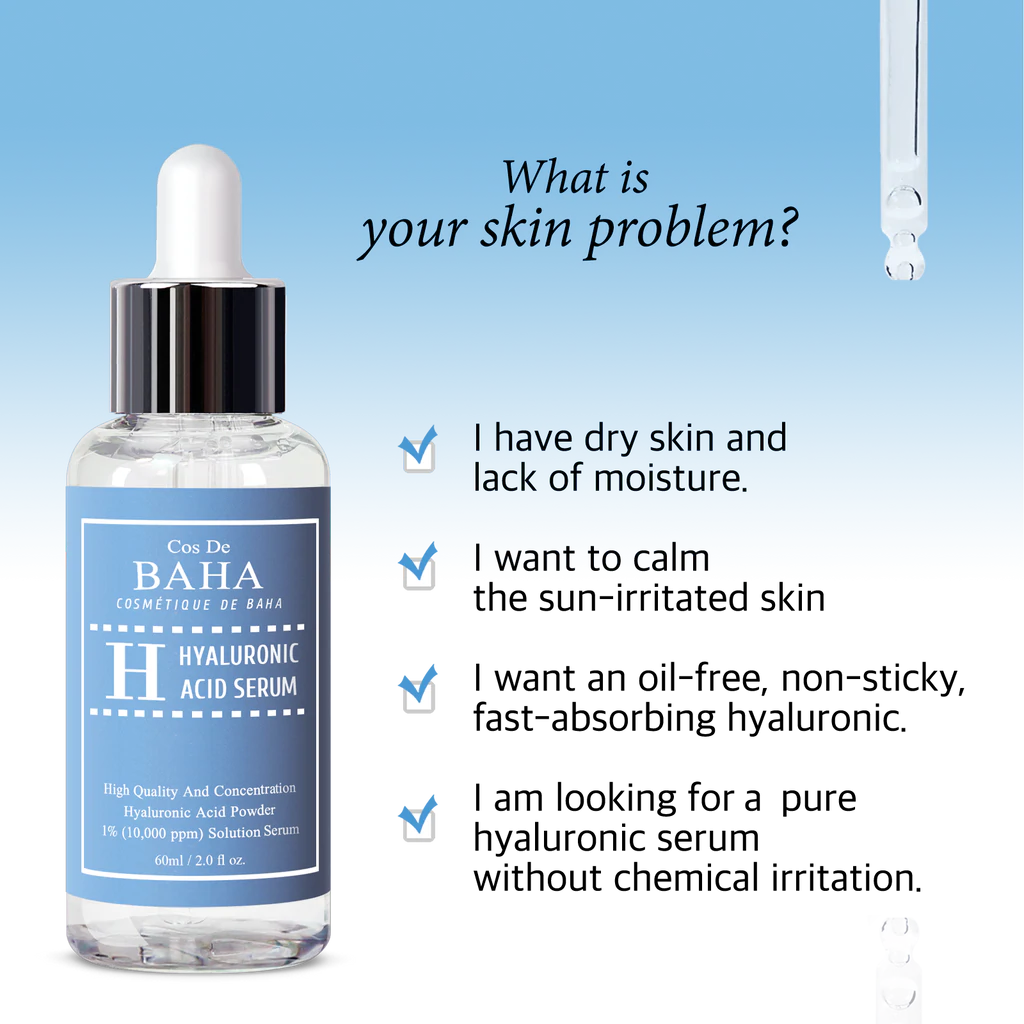 Cos de Baha Pure Hyaluronic Acid 1% Powder Solution Serum 30 ml