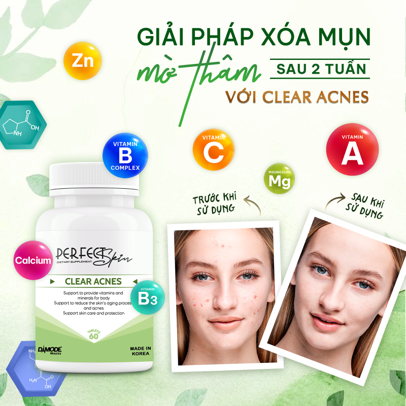 DAMODE Perfect Skin Clears Acne - 60 Tablets