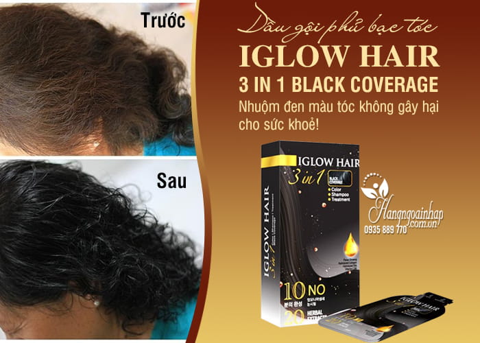 Iglow Hair 3in1 Black Coverage Shampoo - 15 ml