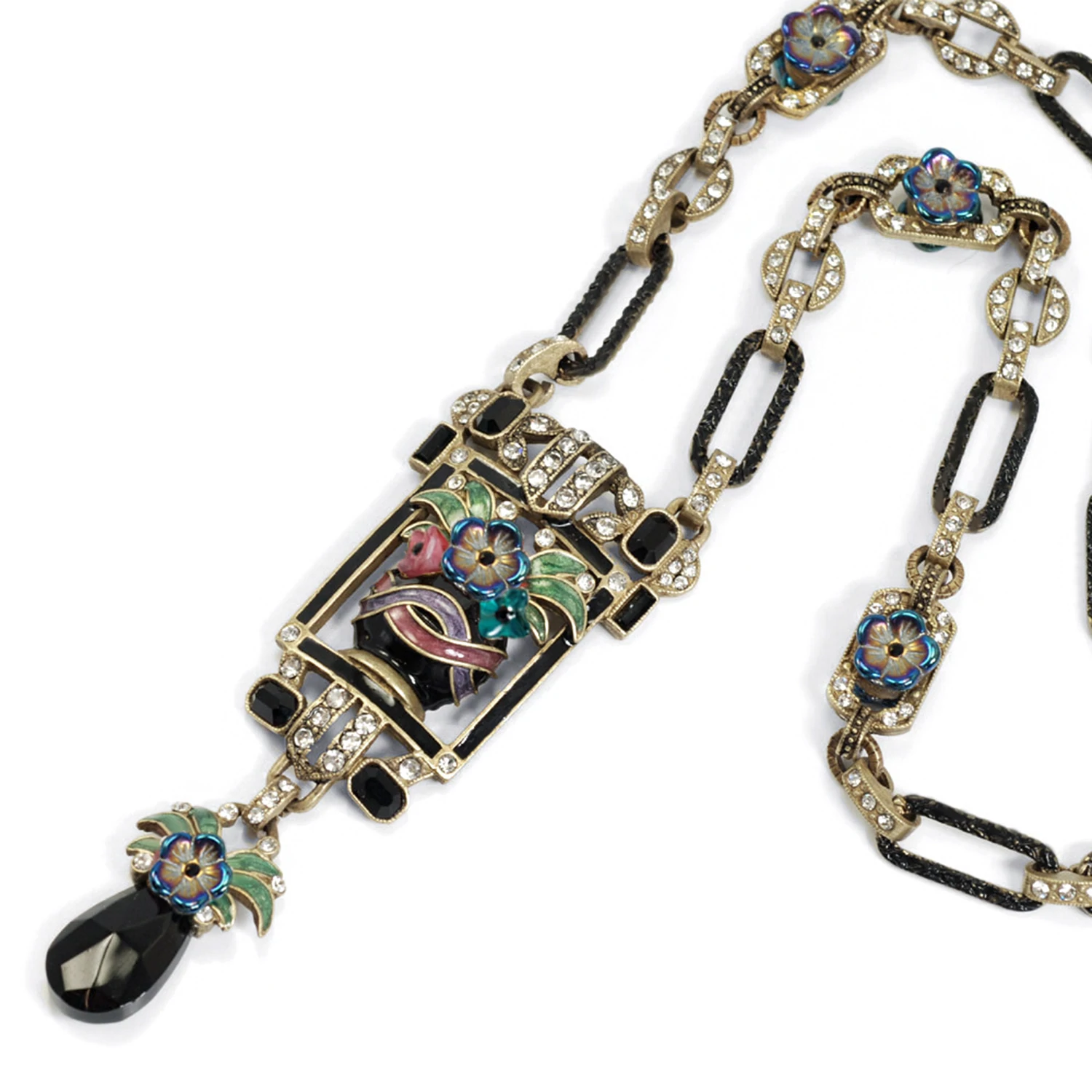 Sweet Romance Art Deco Enamel Flower Vase Necklace N892 (Buy 2 Get 1 Free Mix & Match)