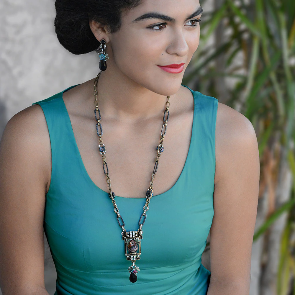 Sweet Romance Art Deco Enamel Flower Vase Necklace N892 (Buy 2 Get 1 Free Mix & Match)