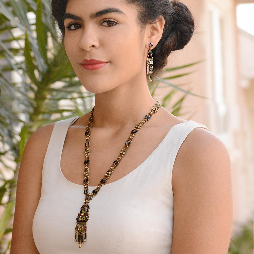 Sweet Romance Art Deco Crystal Enamel Fringe Flapper Necklace N782 (Buy 2 Get 1 Free Mix & Match)
