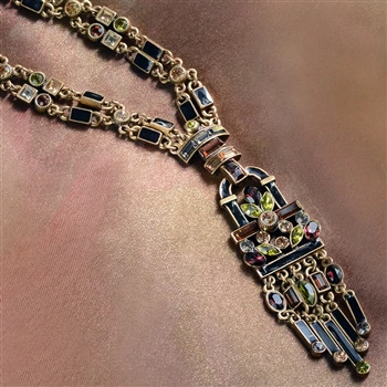 Sweet Romance Art Deco Crystal Enamel Fringe Flapper Necklace N782 (Buy 2 Get 1 Free Mix & Match)