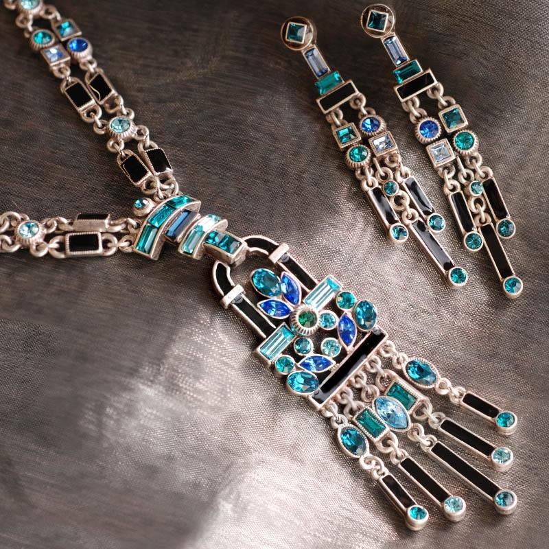Sweet Romance Art Deco Crystal Enamel Fringe Flapper Necklace N782 (Buy 2 Get 1 Free Mix & Match)