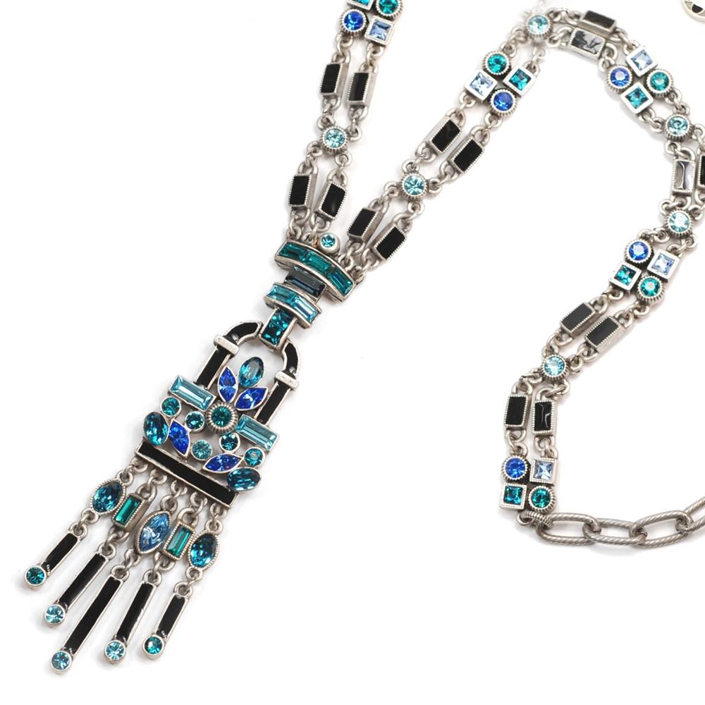 Sweet Romance Art Deco Crystal Enamel Fringe Flapper Necklace N782 (Buy 2 Get 1 Free Mix & Match)