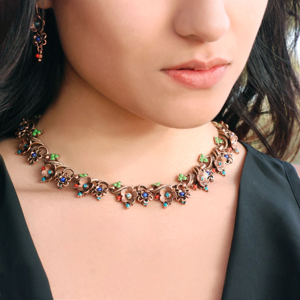 Sweet Romance Cactus Flower collar Necklace N369-CO (Buy 2 Get 1 Free Mix & Match)