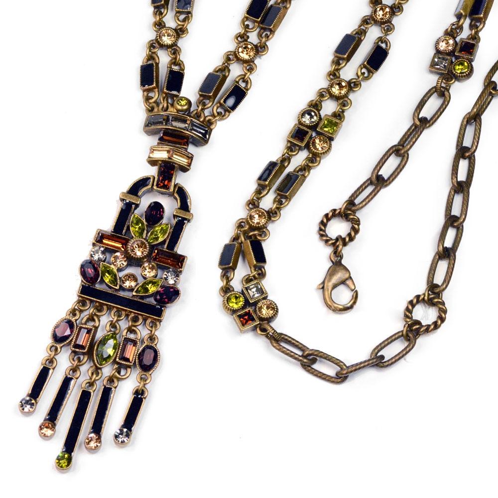 Sweet Romance Art Deco Crystal Enamel Fringe Flapper Necklace N782 (Buy 2 Get 1 Free Mix & Match)
