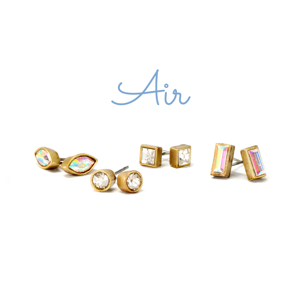 Sweet Romance Set of 4 Crystal Stud Earrings E1259