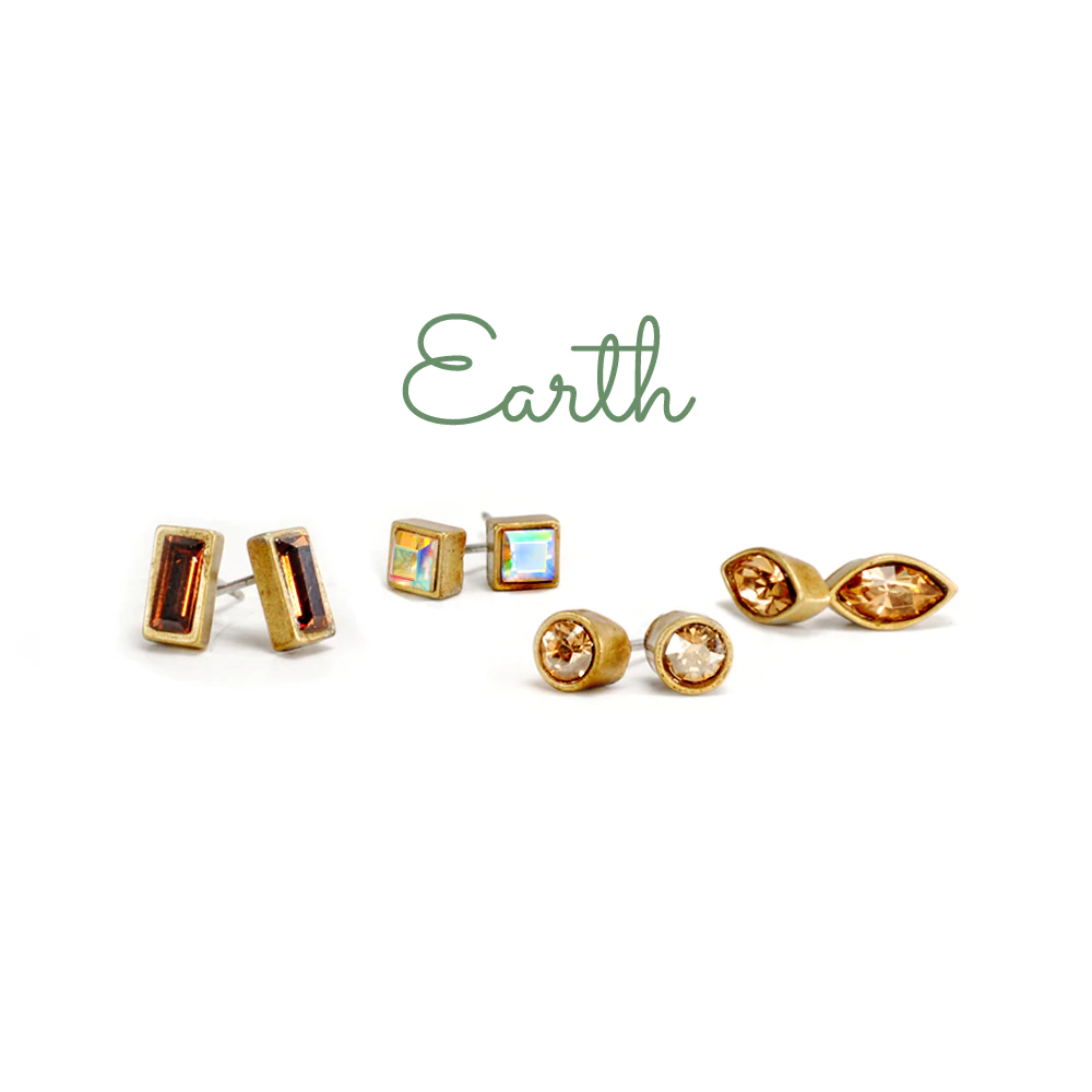 Sweet Romance Set of 4 Crystal Stud Earrings E1259
