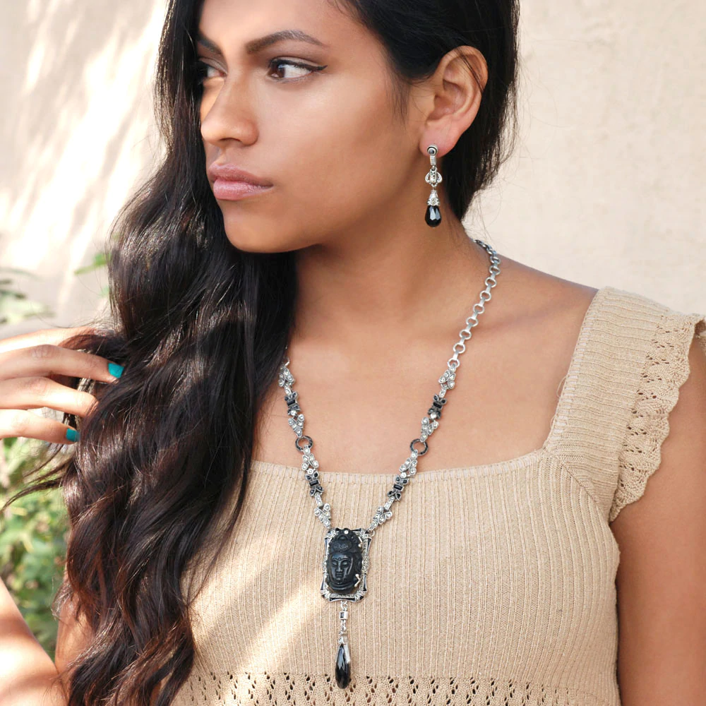 Sweet Romance Art Deco Hand Carved Buddha GuanYin Necklace N1334 (Buy 2 Get 1 Free Mix & Match)