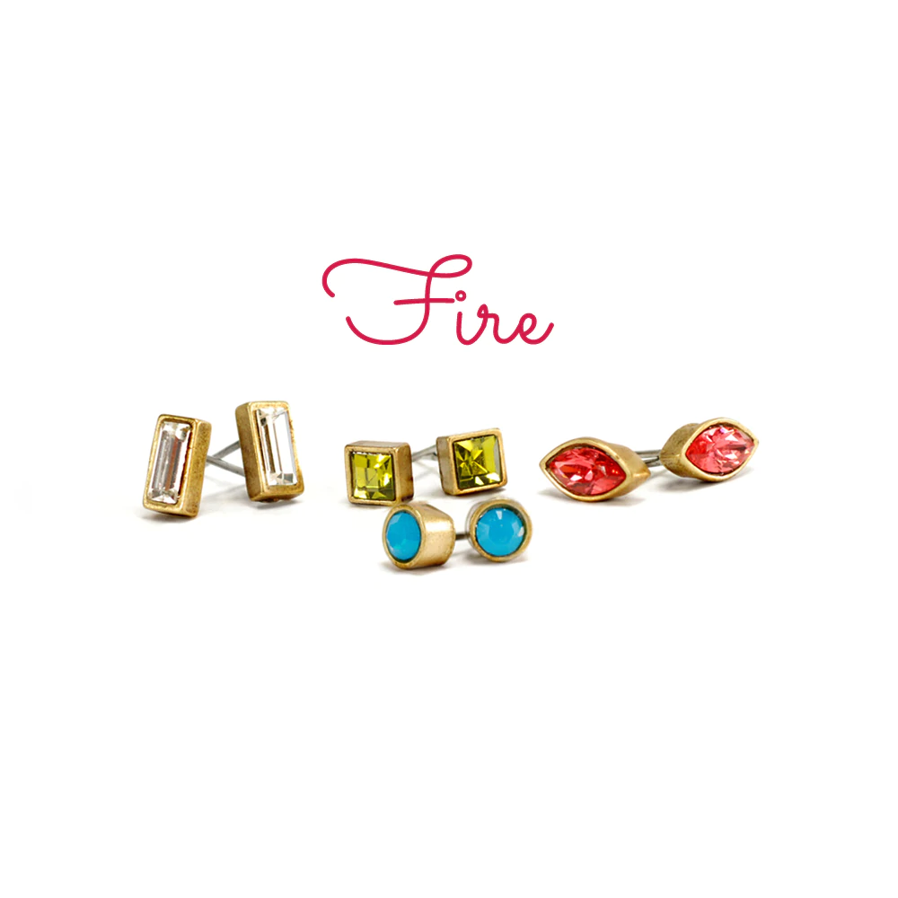 Sweet Romance Set of 4 Crystal Stud Earrings E1259