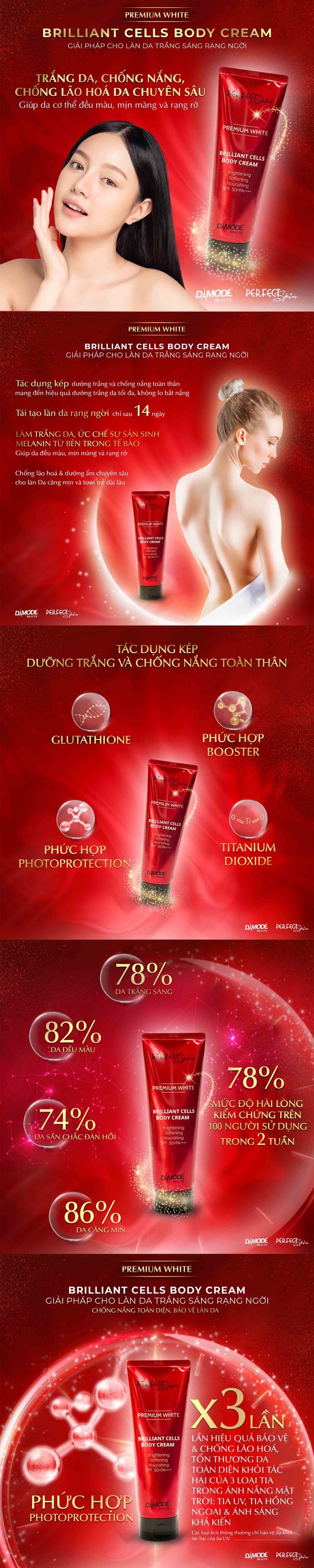 DAMODE Premium White Brilliant Cell Body Cream - 200g
