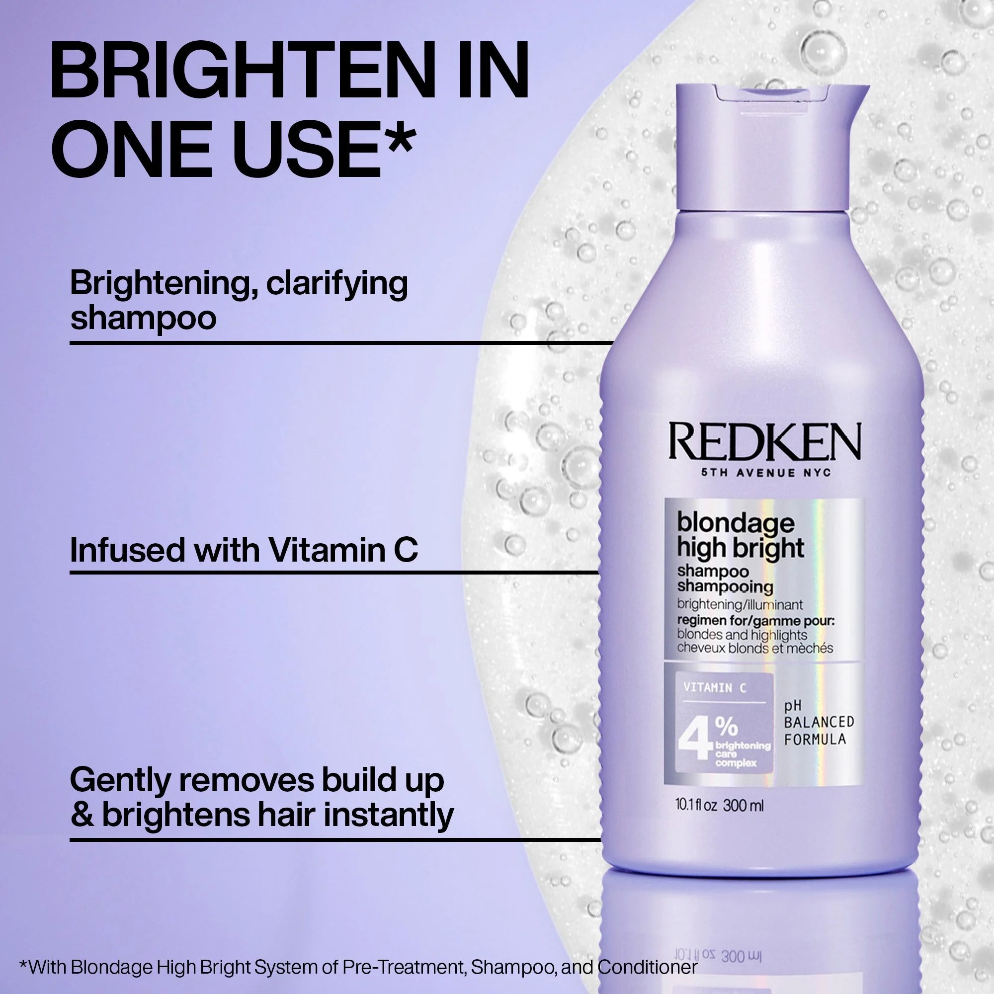 Redken BLONDAGE HIGH BRIGHT SHAMPOO - 10.1 oz (Buy 3 Get 1 Free Mix & Match)