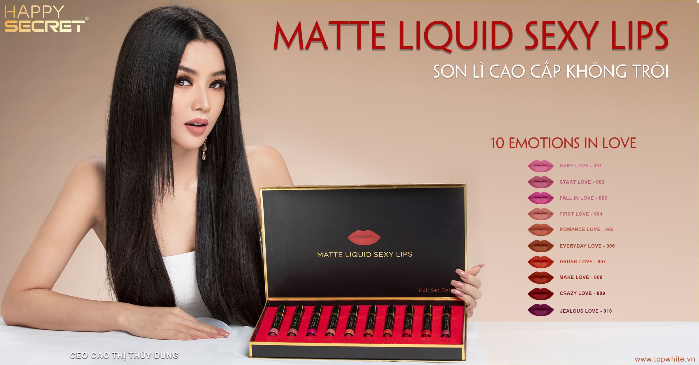TOP WHITE MATTE LIQUID SEXY LIPS – FULL SET COLOR
