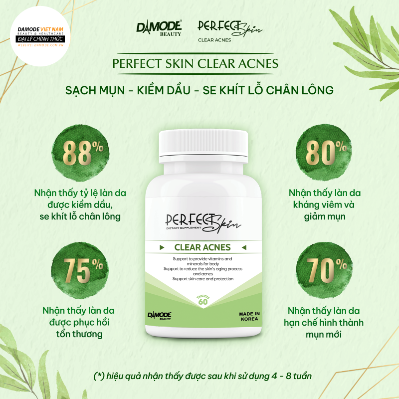 DAMODE Perfect Skin Clears Acne - 60 Tablets