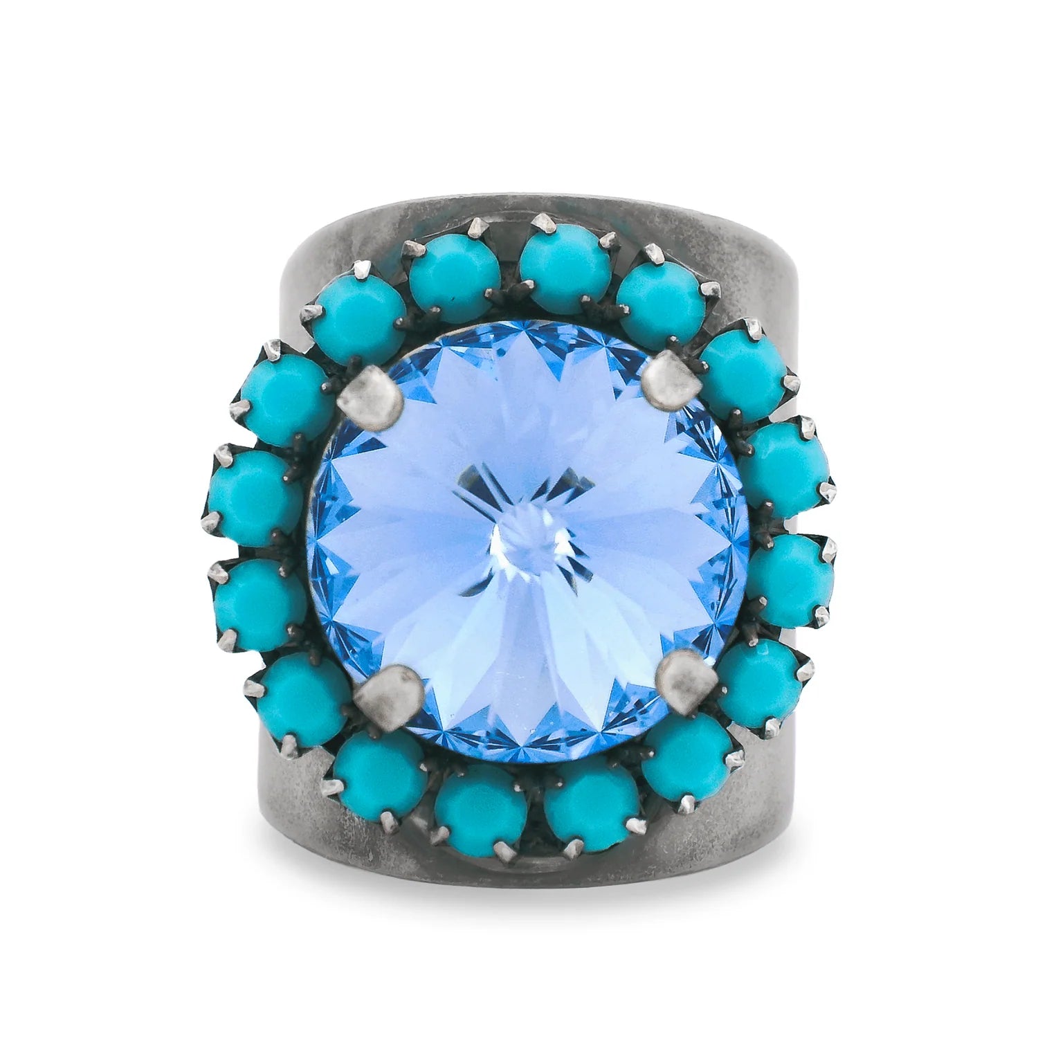 TOVA Jacci Ring in Antique Silver / Light Sapphire