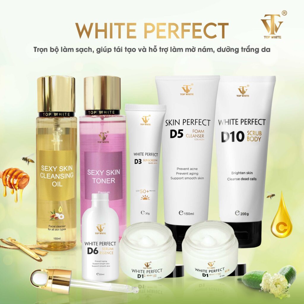 Top White The complete set cleans, helps regenerate and supports the fading of melasma and whitening the skin
