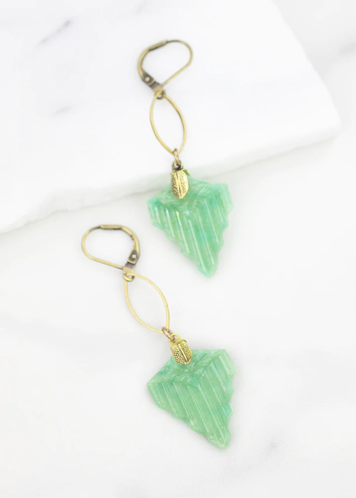 Grandmother's Buttons Deco in Jadeite Earrings [PRE-ORDER] (Buy 2 Get 1 Free Mix & Match)