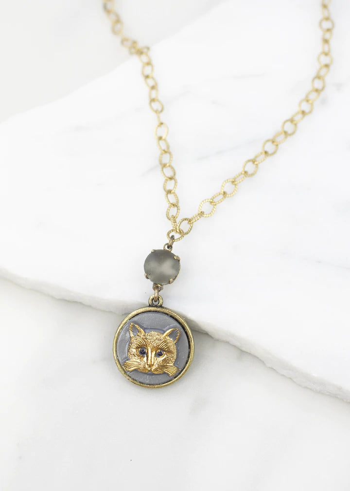 Grandmother's Buttons Le Chat Gris Necklace [PRE-ORDER] (Buy 2 Get 1 Free Mix & Match)