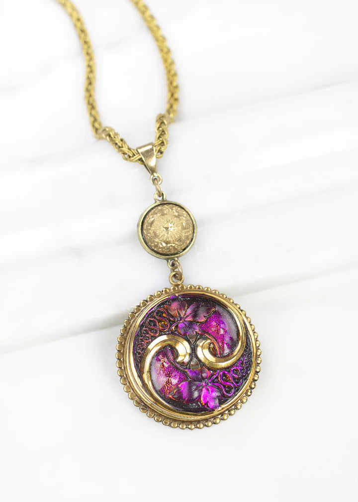 Grandmother's Buttons Ivie in Magenta Necklace [PRE-ORDER] (Buy 2 Get 1 Free Mix & Match)