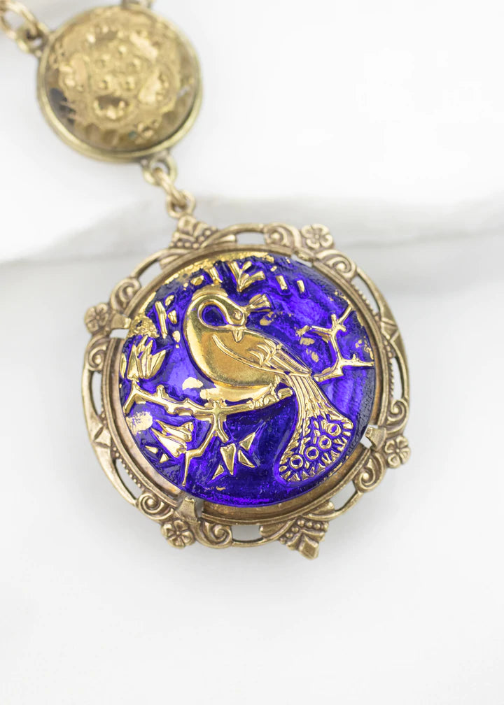 Grandmother's Buttons Delphinium Peacock Necklace [PRE-ORDER] (Buy 2 Get 1 Free Mix & Match)