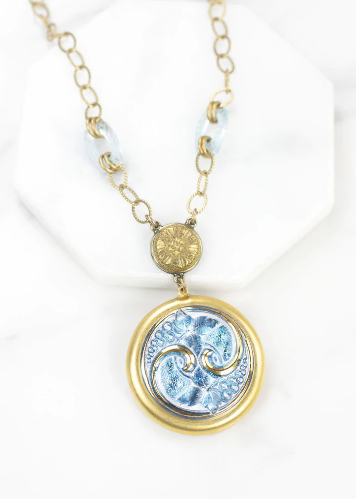 Grandmother's Buttons Ivie in Aqua Necklace [PRE-ORDER] (Buy 2 Get 1 Free Mix & Match)