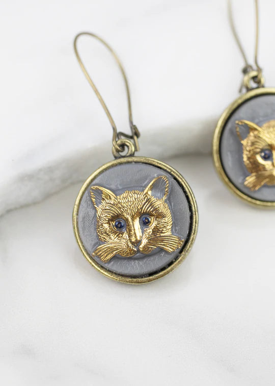 Grandmother's Buttons Le Chat Gris Earrings [PRE-ORDER] (Buy 2 Get 1 Free Mix & Match)
